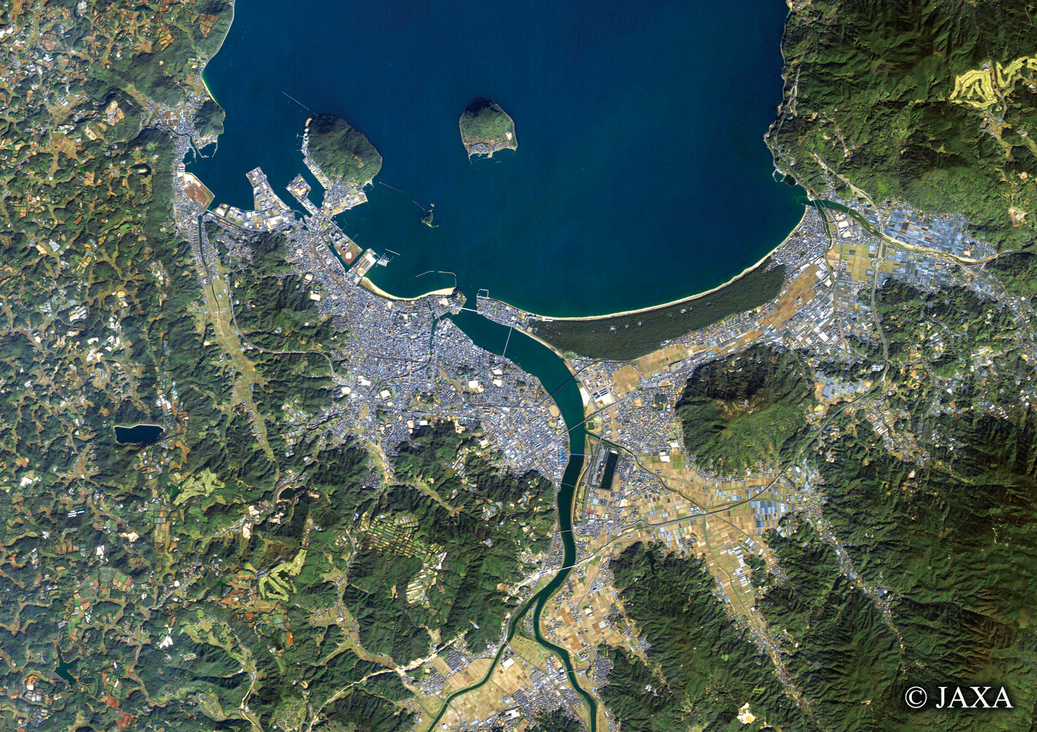 だいちから見た日本の都市 唐津市（虹の松原）:衛星画像