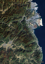 だいちから見た日本の都市 岩国市周辺：衛星画像