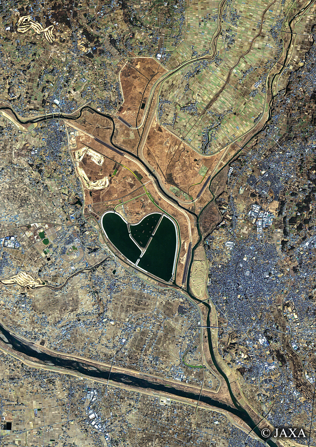 だいちから見た日本の都市 渡良瀬遊水地周辺:衛星画像