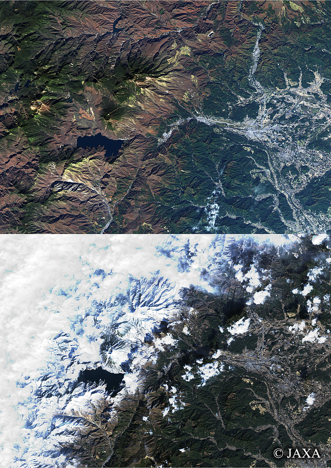 だいちから見た日本の都市 日光の秋・冬:衛星画像
