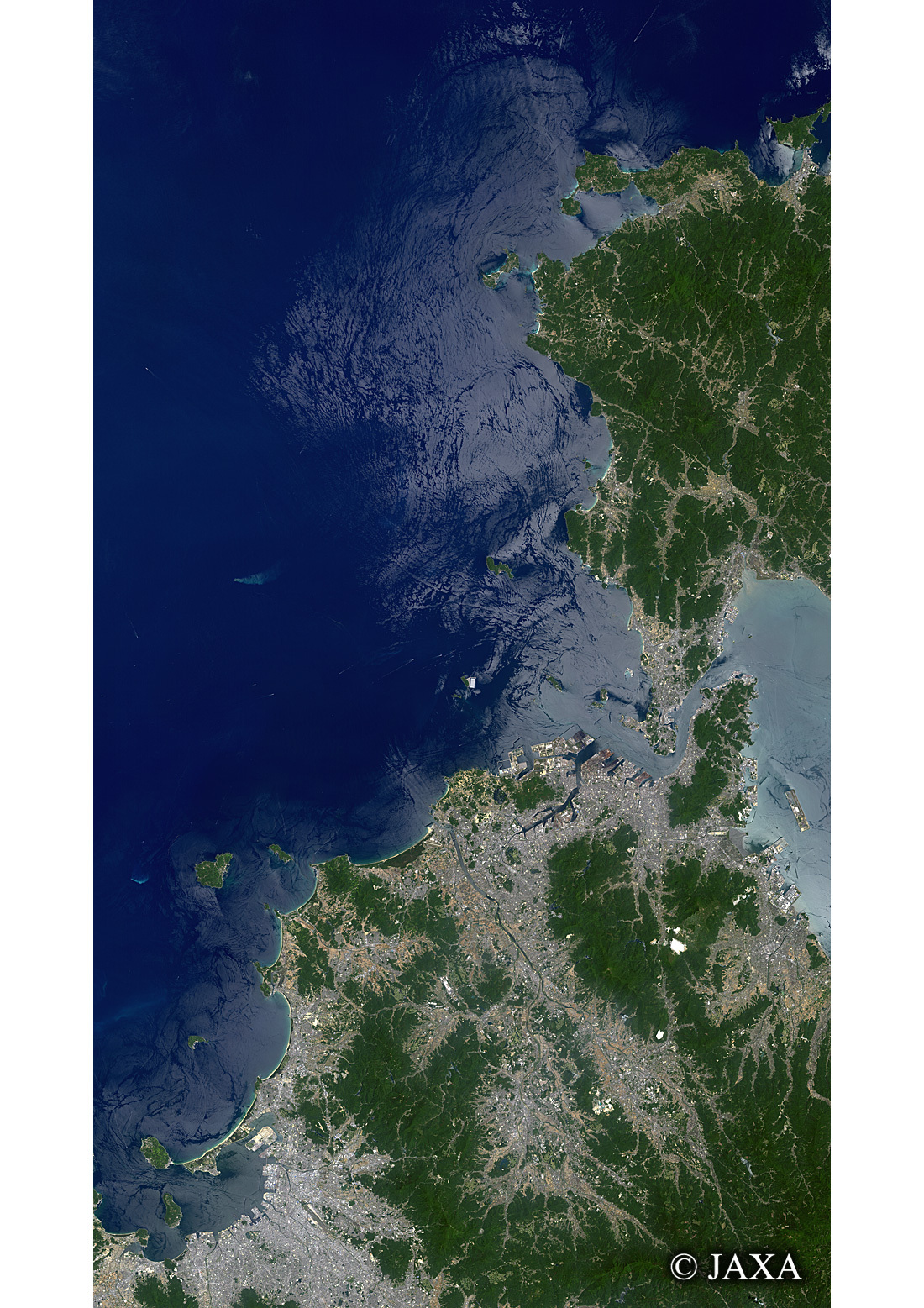だいちから見た日本の都市 関門海峡:衛星画像