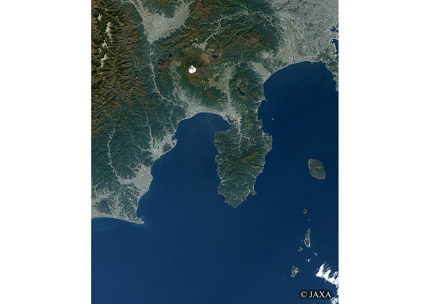 だいちから見た日本の都市 富士山と太平洋:衛星画像