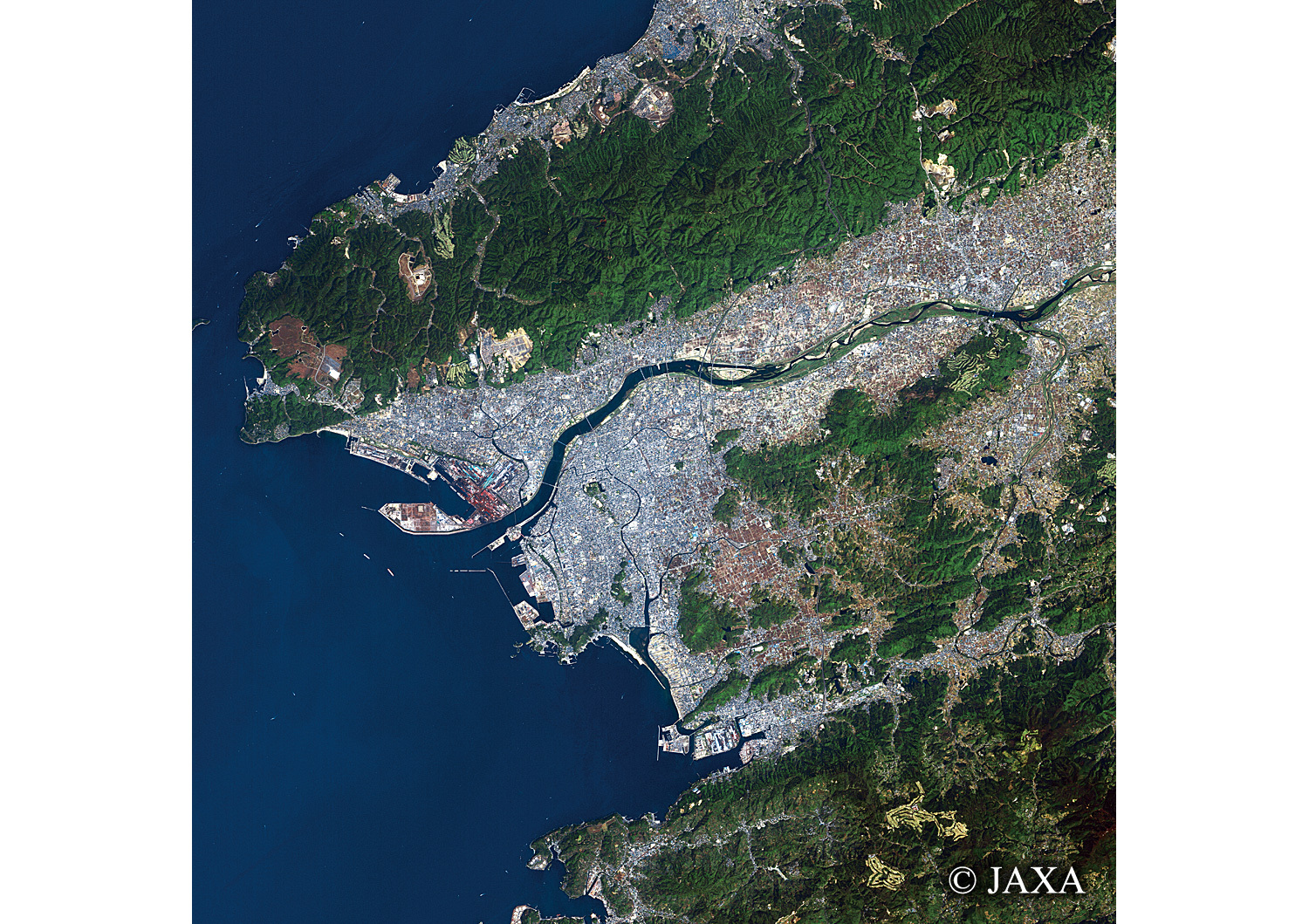 だいちから見た日本の都市 和歌山市:衛星画像