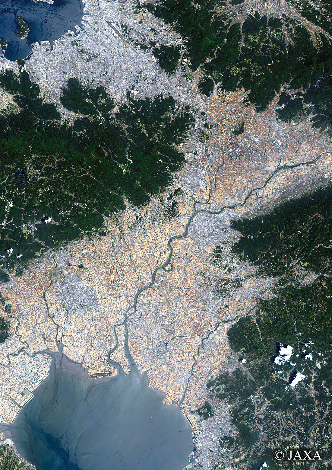 だいちから見た日本の都市 鳥栖市と周辺地域:衛星画像