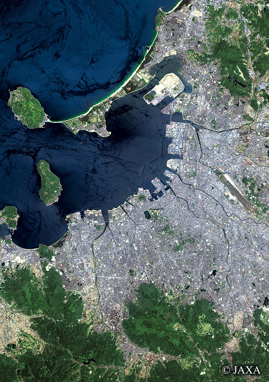だいちから見た日本の都市 福岡市周辺:衛星画像