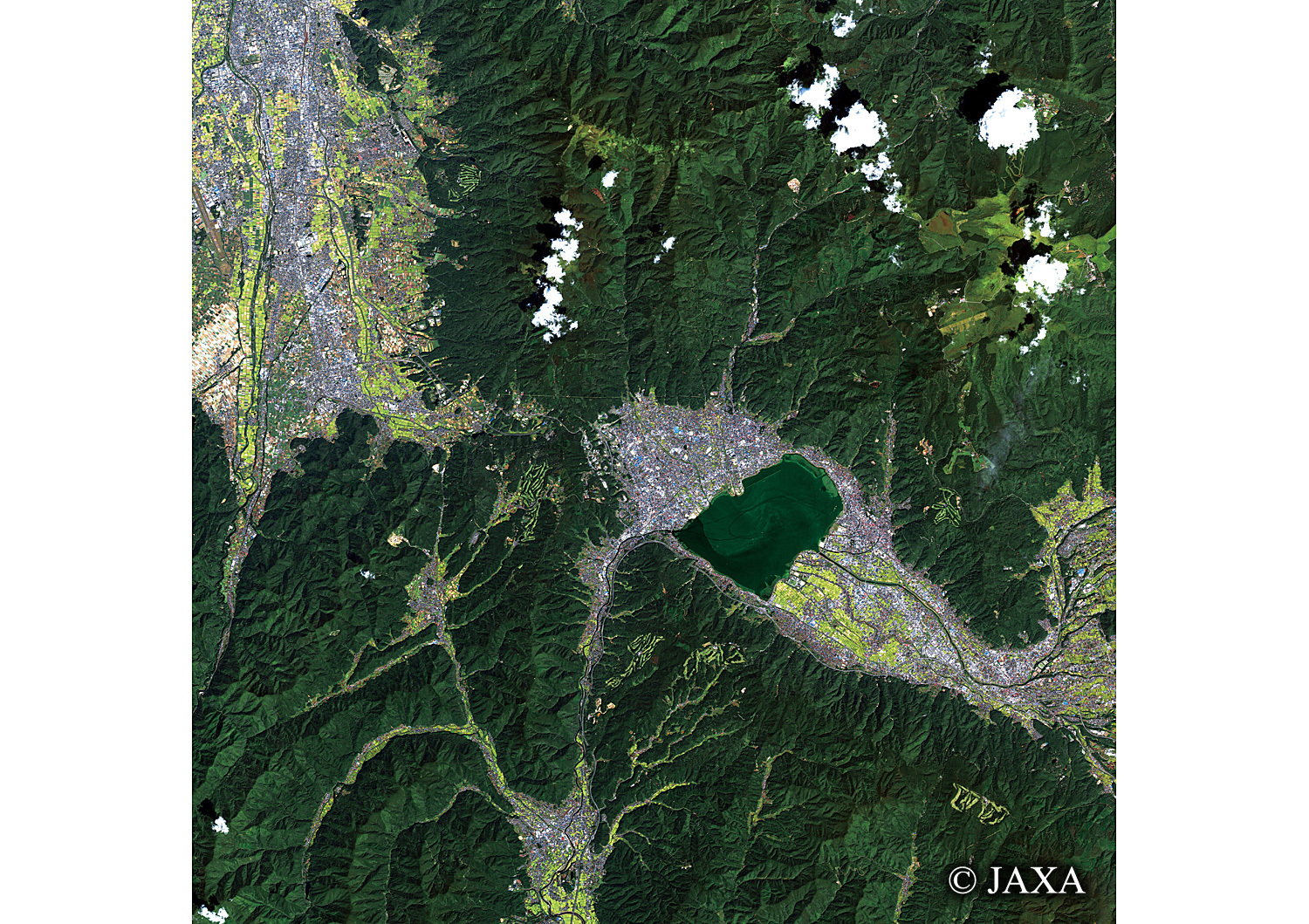 だいちから見た日本の都市 下諏訪町:衛星画像