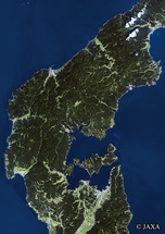 だいちから見た日本の都市 能登空港と周辺地域：衛星画像