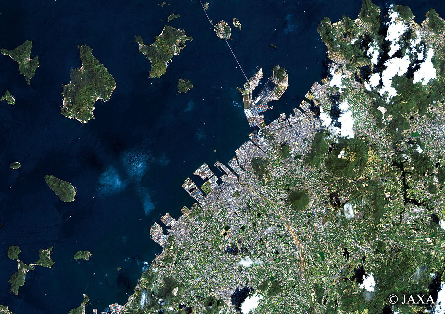 だいちから見た日本の都市 丸亀市周辺:衛星画像