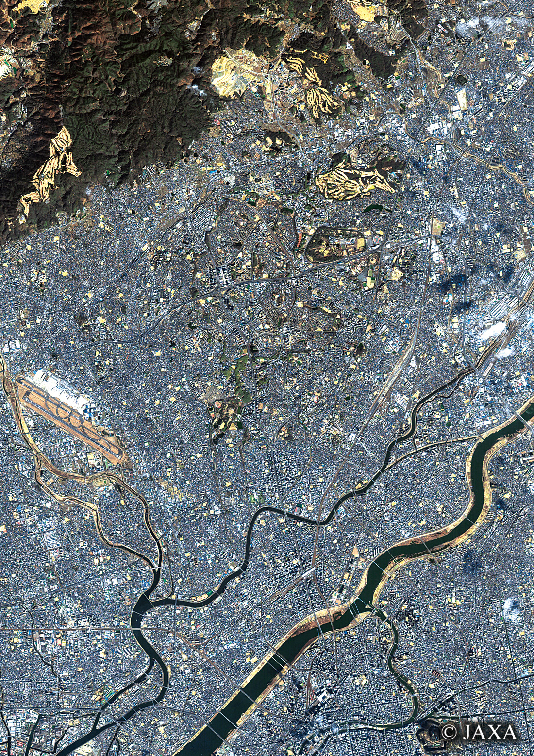 だいちから見た日本の都市 吹田市周辺:衛星画像