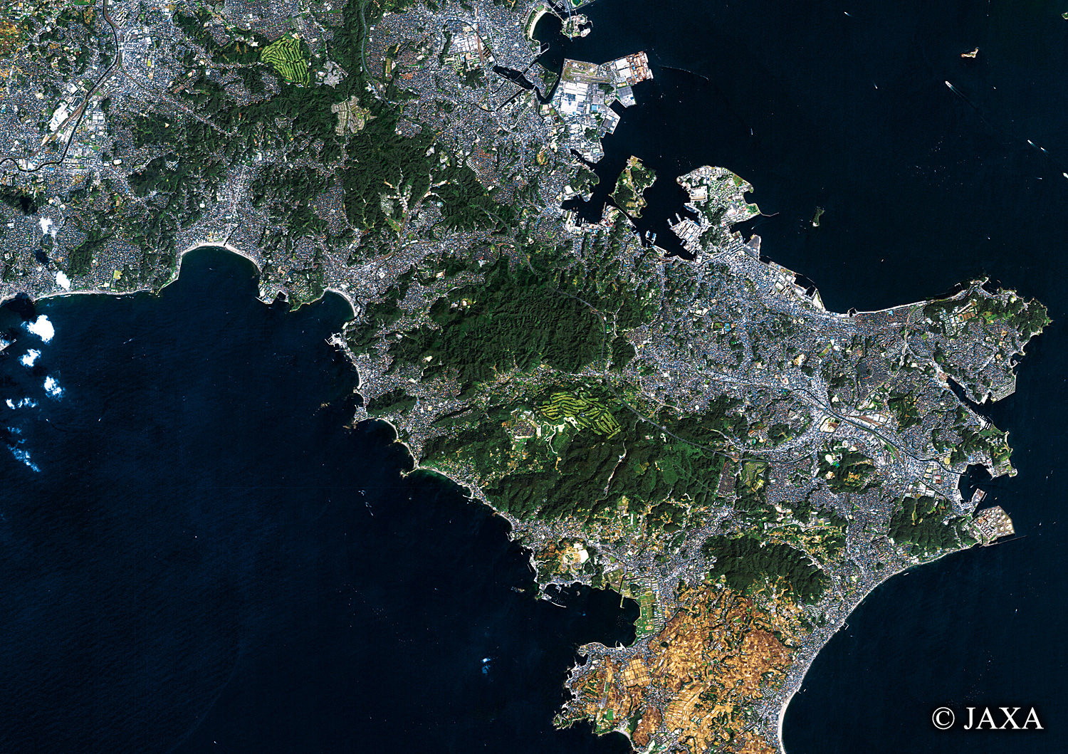 だいちから見た日本の都市 横須賀市周辺:衛星画像