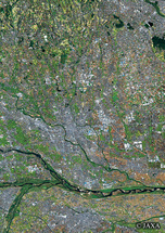だいちから見た日本の都市 伊勢崎市周辺：衛星画像
