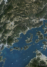 だいちから見た日本の都市 東広島と周辺地域：衛星画像