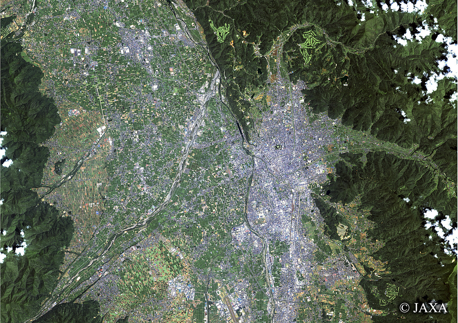 だいちから見た日本の都市 松本市周辺:衛星画像