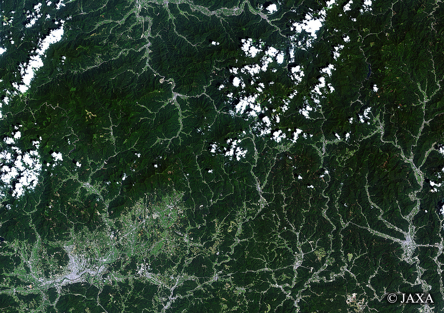 だいちから見た日本の都市 津山市:衛星画像