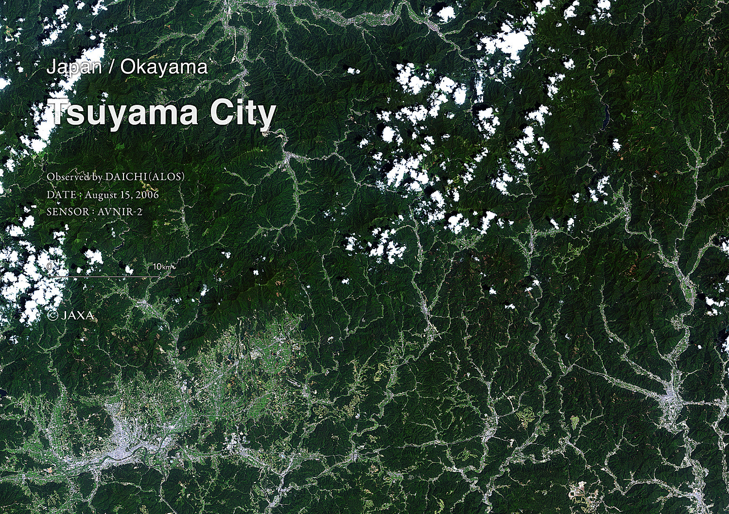 だいちから見た日本の都市 津山市:衛星画像（ポスター仕上げ）