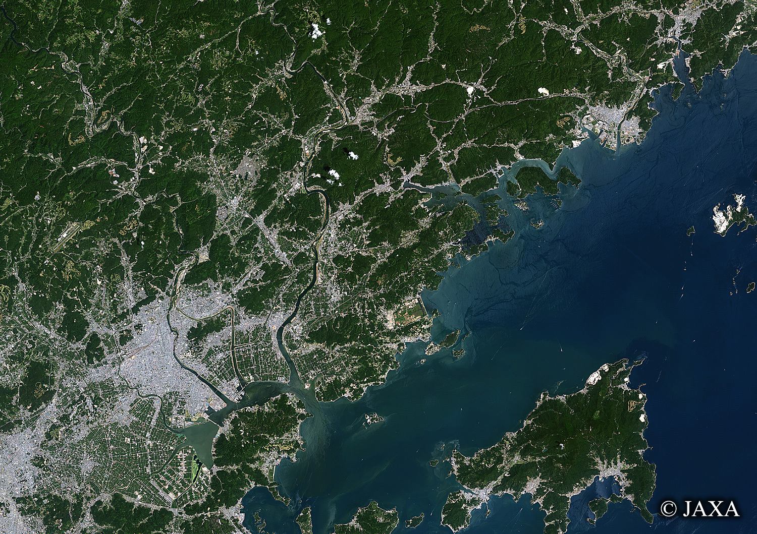 だいちから見た日本の都市 岡山市:衛星画像