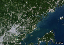 だいちから見た日本の都市 岡山市：衛星画像