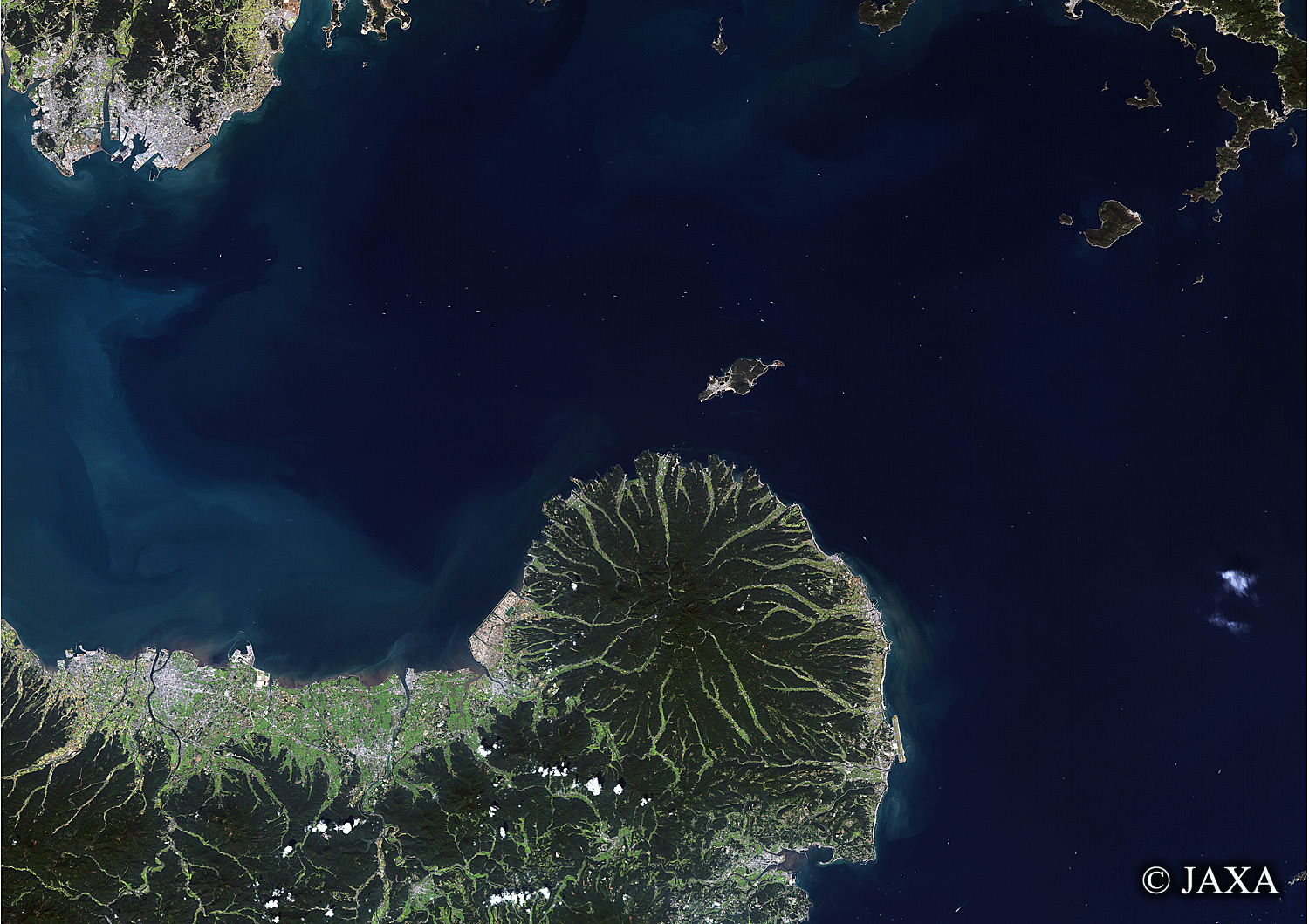 だいちから見た日本の都市 国東半島:衛星画像