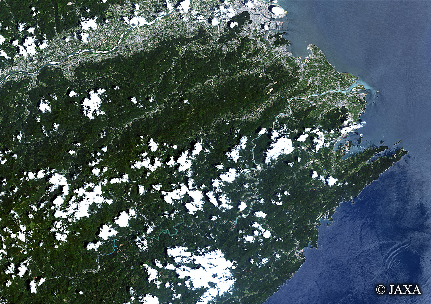だいちから見た日本の都市 那賀川:衛星画像