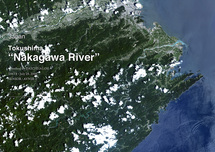 だいちから見た日本の都市 那賀川：衛星画像（ポスター仕上げ）