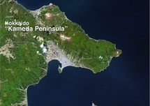 だいちから見た日本の都市 Hokkaido 亀田半島：衛星画像（ポスター仕上げ）