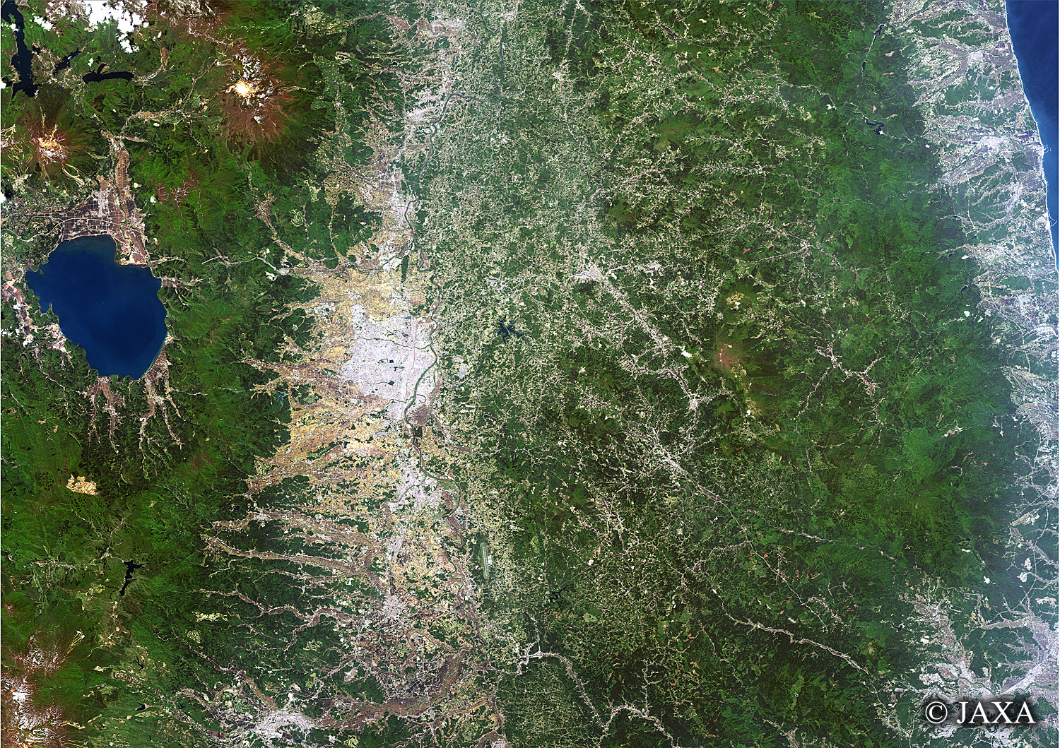 だいちから見た日本の都市 郡山市:衛星画像